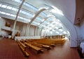 Interior of Alvar Aalto church in Riola Italy