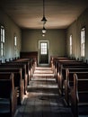 Interior of an American Amish Church - generative AI