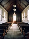 Interior of an American Amish Church - generative AI