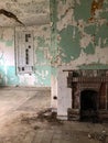 Interior of Amiantos abandoned hospital in mountain region of Trodos, Cyprus