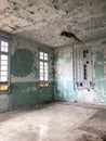 Interior of Amiantos abandoned hospital in mountain region of Trodos, Cyprus