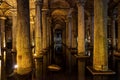 Interior of ancient Basilica Cistern in Istanbul, Turkey Royalty Free Stock Photo