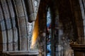 Interior of Ancient Church Cathedral with pillars, arches, and stained glass windows in Scotland, UK Royalty Free Stock Photo