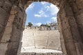 Interior of the ancient Greek theater Odeon of Herodes Atticus in Athens, Greece