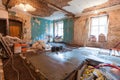 Interior of apartment with materials during on the renovation and construction making wall from gypsum plasterboard Royalty Free Stock Photo