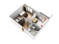 Interior apartment roofless apartment layout 3d render without shadow Royalty Free Stock Photo