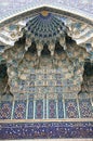Interior of arch Mosque. Beautiful blue mosque. Ornaments from tiles. Royalty Free Stock Photo