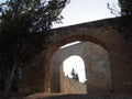 Arch of the portal of the three kings of the castle of arbeca, lerida, spain, europe Royalty Free Stock Photo