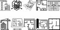 interior and architectural project icons set collection Royalty Free Stock Photo