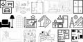 interior and architectural project icons set collection Royalty Free Stock Photo