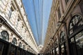 Interior architecture and glass domed roof of the Galeries Royales Saint-Hubert, Brussels Royalty Free Stock Photo