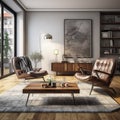 Interior with armchair and coffee table 3d rendering Royalty Free Stock Photo