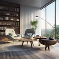 Interior with armchair and coffee table 3d rendering Royalty Free Stock Photo