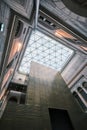 Interior atrium view and fragment of a glass ceiling, National Museum of Sweden