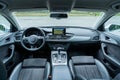 Interior of Audi A6 with dashboard and front seats in Alcantara leather Sline