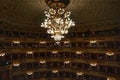 The interior of the auditorium of the opera theater La Scala in Milan