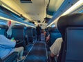 Interior of AVE train, which is a high-speed rail service in Spain.