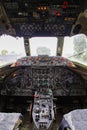 Interior of aviation aircraft with navigation instruments