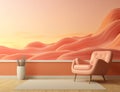 Interior background in the color of the year 2024 Peach Fuzz