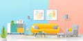 Interior background with cozy colorful living room