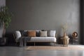 interior background indoor decor sofa house render apartment living furniture room. Generative AI.