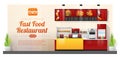 Interior background with modern fast food restaurant counter