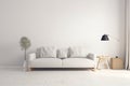 interior background couch decoration home three-dimensional white style concrete light space grey. Generative AI. Royalty Free Stock Photo