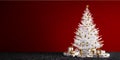 Interior background with white christmas tree 3d render Royalty Free Stock Photo