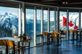 Interior of Banff Gondola station observatory. Sulphur Mountain summit, Banff National Park, Canadian Rockies.