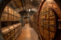 An interior of a bank vault with rows of safety deposit boxes, conveying a sense of confidentiality and trustworthiness Royalty Free Stock Photo