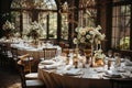 Interior of the banquet hall with set tables