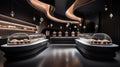 Interior bar design and counter decoration local coffee cafe, breakfast and bakery pastry shop. Generative AI