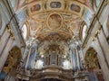 Interior of the baroque Basilica of the Visitation of the Virgin Mary with the organ