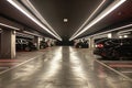 Interior of basement carpark, Modern contemporary elements, Luxury interior elements