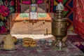 The beauty of the national life of the Bashkir people. Inside the decoration of the yurt