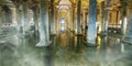 Interior of the Basilica Cistern, (Yerebatan), Istanbul, Turkey Royalty Free Stock Photo