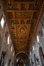 Interior of the Basilica di San Giovanni in Laterano - Basilica of Saint John Lateran - in the city of Rome, Italy Royalty Free Stock Photo