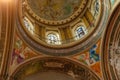 Interior of the Basilica and Monastery of San Francisco with a beautiful decorated ceiling and dome