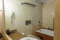 interior of the bathroom of the European resort hotel room, the concept of a modern holiday at sea Royalty Free Stock Photo