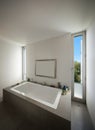 Interior bathroom, modern bathtub