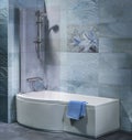 Interior bathroom with tub, shower Royalty Free Stock Photo