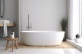 interior bathtub home wood bathroom modern house architecture indoor white luxury. Generative AI.