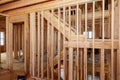 Interior beam frame new house under construction Royalty Free Stock Photo