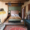 The interior of bedroom in the Chalet style