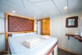 Interior of a bedroom on a liveaboard dive boats