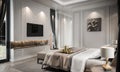 Interior bedroom studio mock-up, modern classic style, 3D render Royalty Free Stock Photo