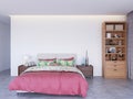 Interior Bedroom Wall Mockup Realistic. 3D Illustration, 3D rendering Royalty Free Stock Photo