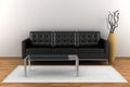 Interior with black leather sofa Royalty Free Stock Photo