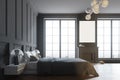 Interior of a black stylish master bedroom side Royalty Free Stock Photo