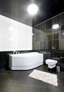 Interior of black and white bathroom Royalty Free Stock Photo